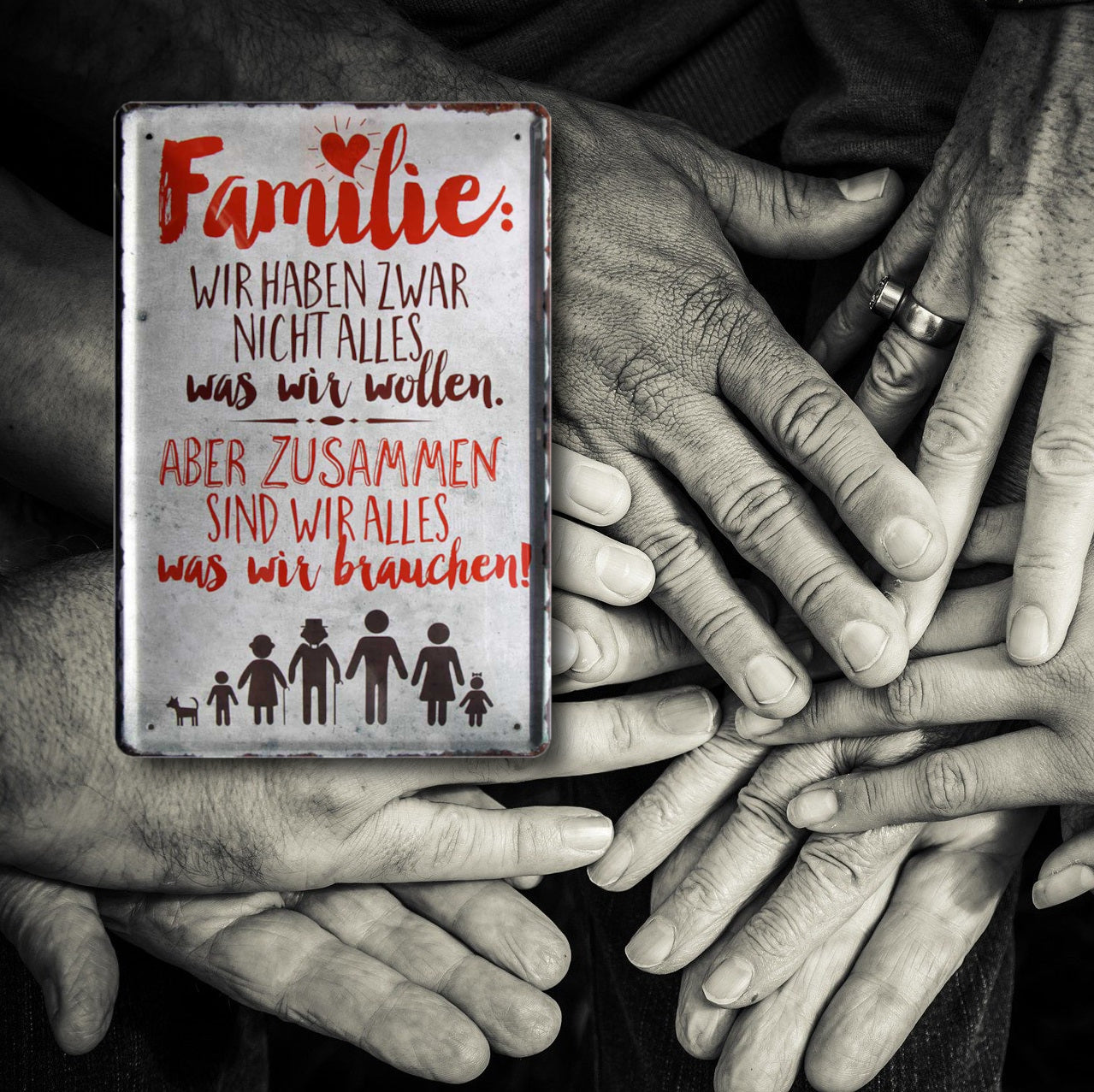 Blechschild ''Familie. Wir haben nicht alles, aber zusammen'' 20x30cm