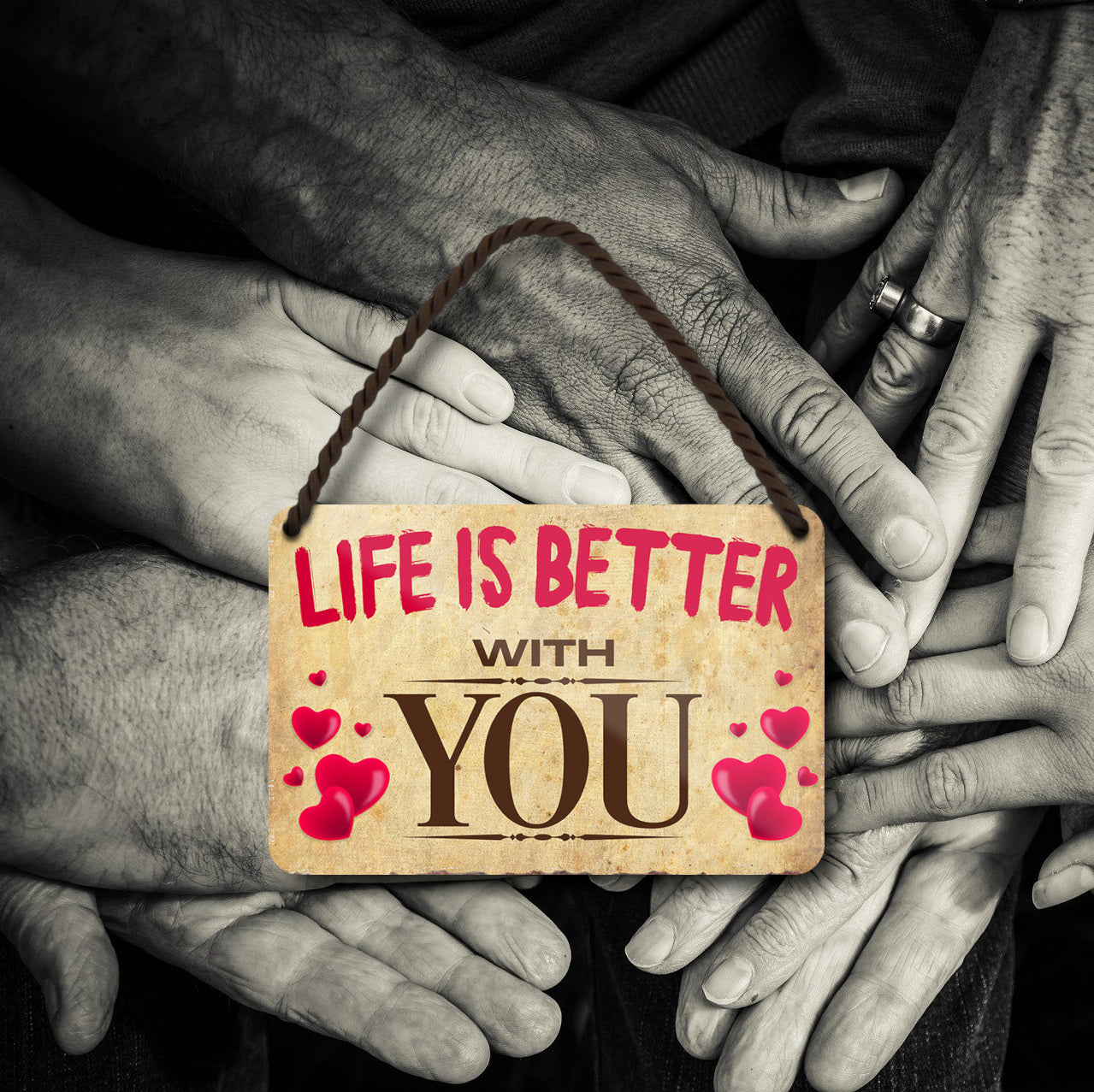 Tin sign ''Life is better You'' 18x12cm