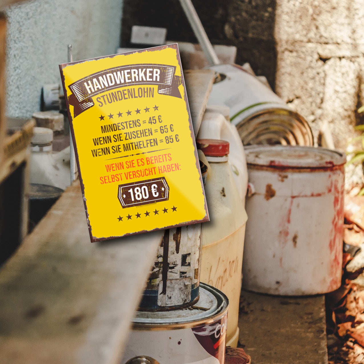 Magnet ''Handwerker Stundenlohn 180€'' 9x6x0,3cm