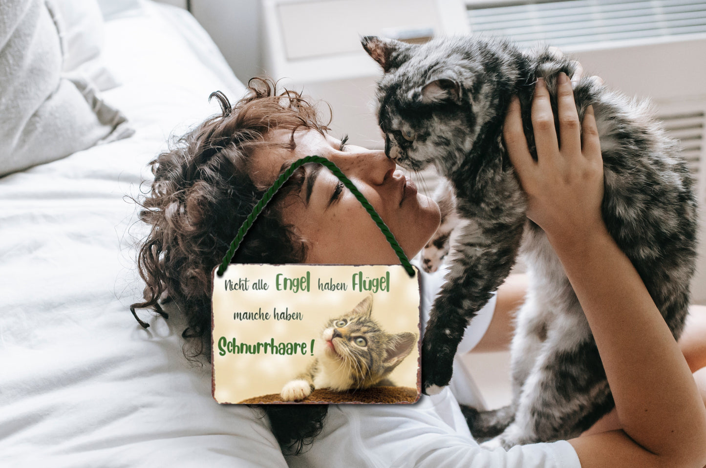 Blechschild ''Nicht alle Engel haben Flügel.. Schnurrhaare'' 18x12cm