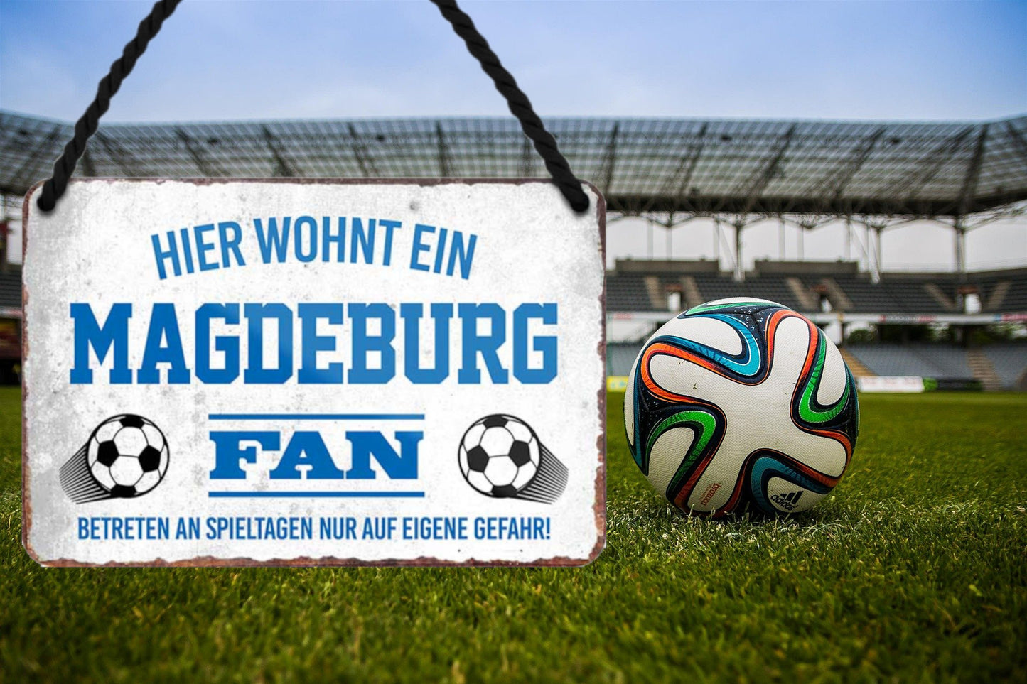 Blechschild ''Magdeburg Fan'' 18x12cm