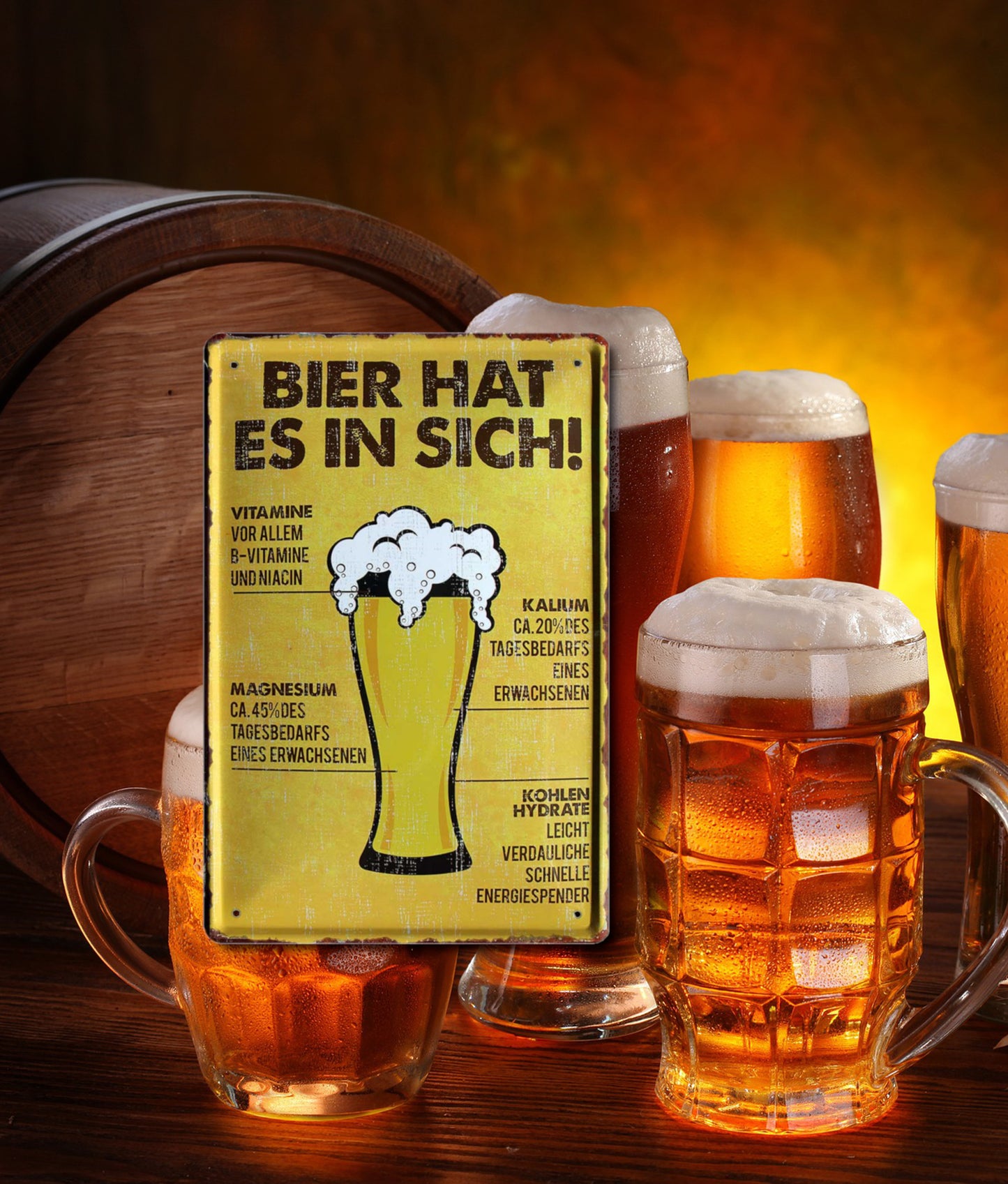 Blechschild ''Bier hat es in sich'' 20x30cm