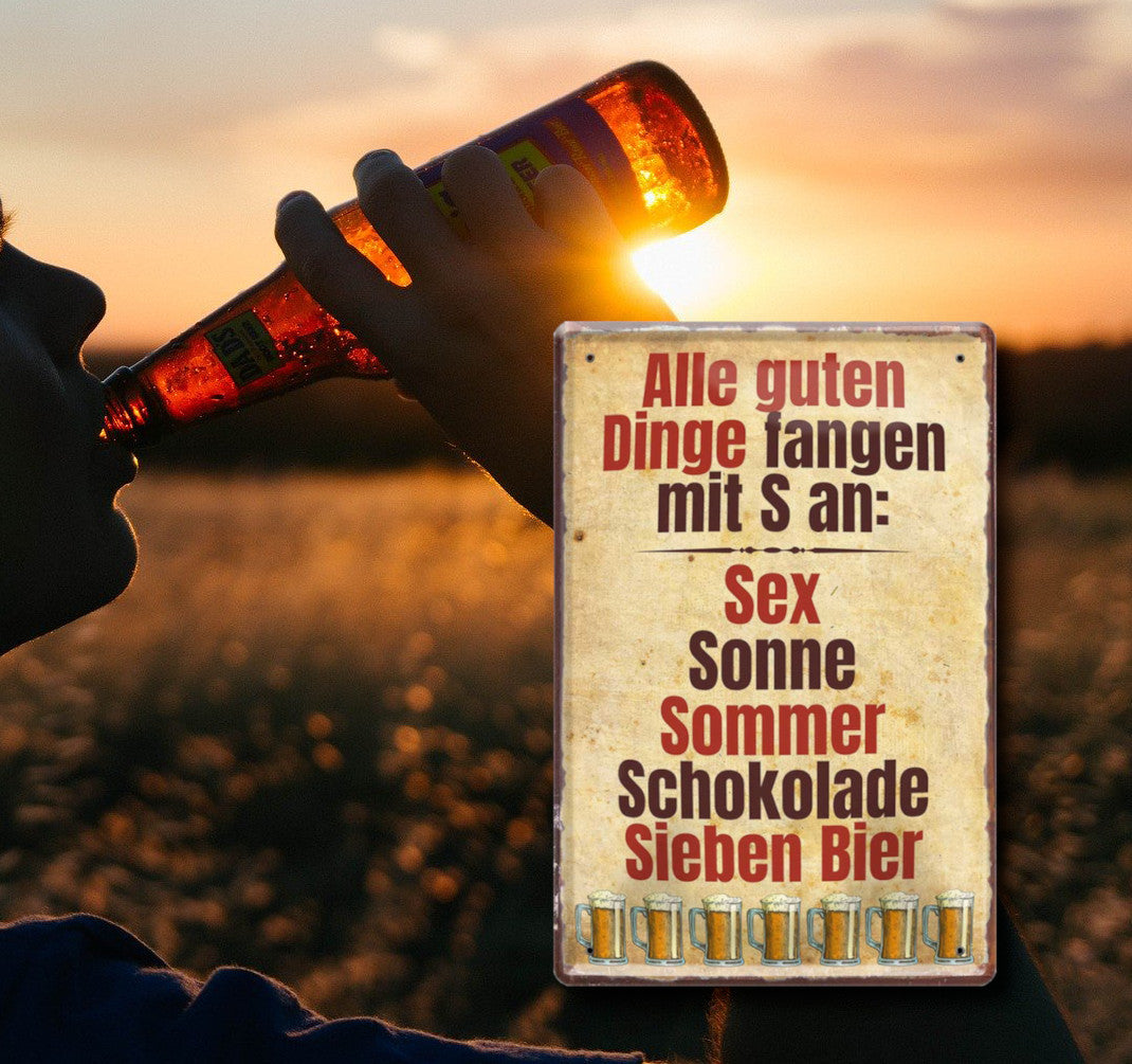 Magnet ''Alle guten Dinge fangen mit S an Sex, Sonne'' 9x6x0,3cm