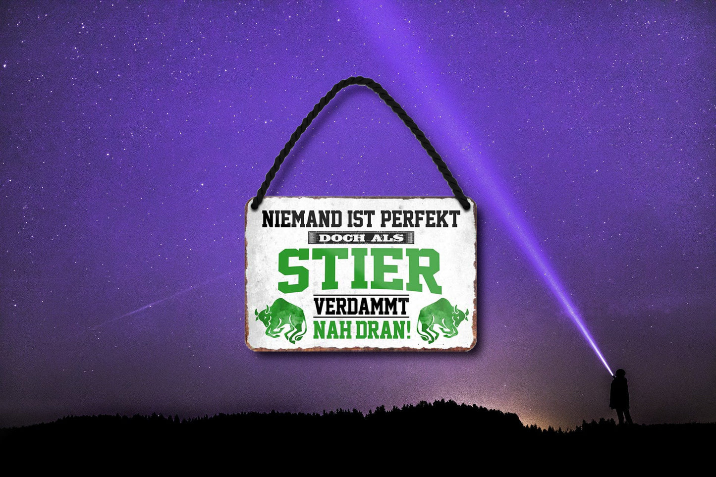 Blechschild ''Stier nah dran'' 18x12cm