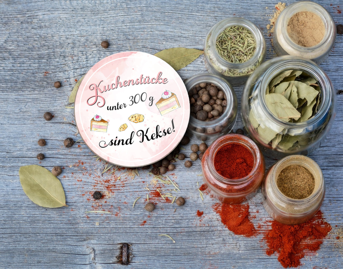 Magnet ''Kuchenstücke unter 300g sind Kekse'' 8x8x0,3cm