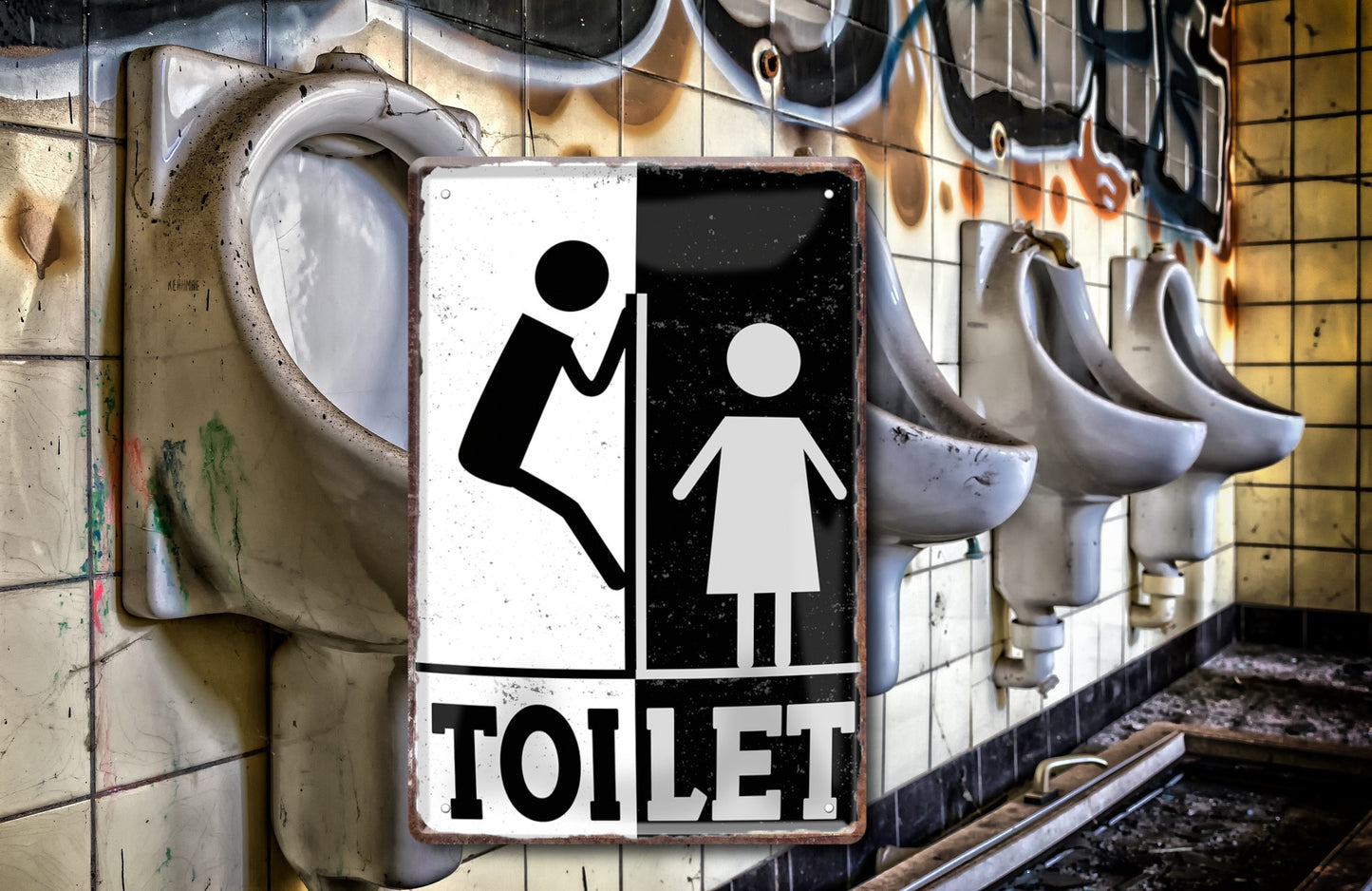 Blechschild ''Toilet (schauender Mann)'' 20x30cm