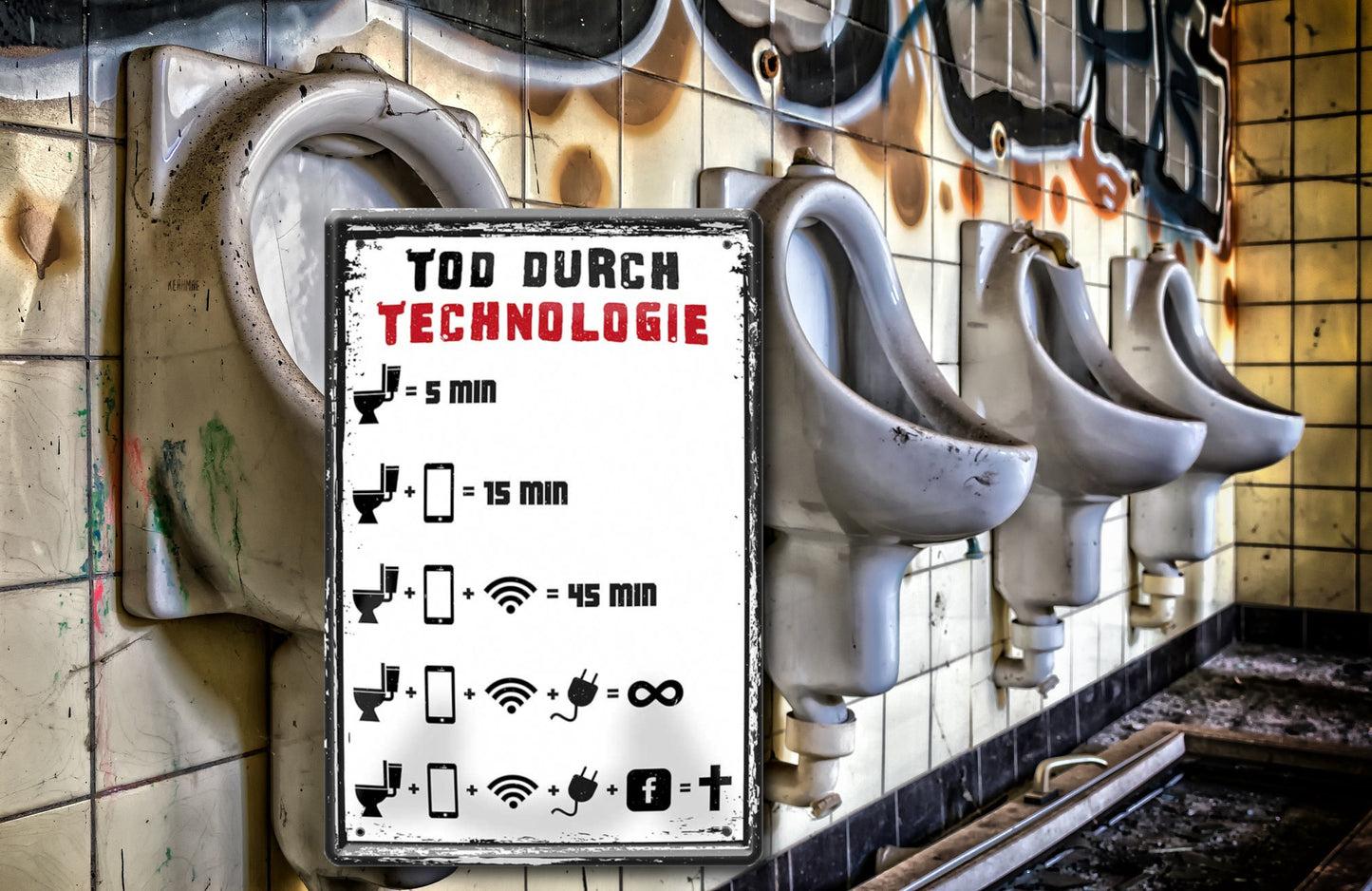 Blechschild ''Tod durch Technologie'' 20x30cm