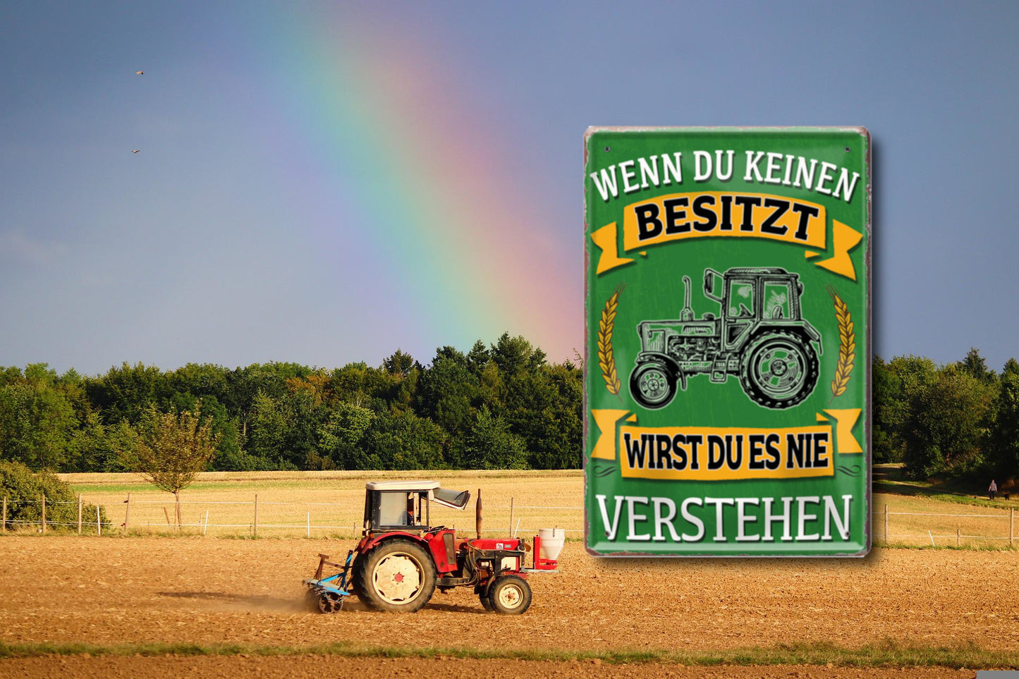 Blechschild ''Wenn du keinen besitzt Traktor (grün)'' 20x30cm