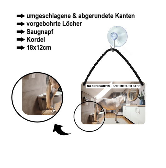 Blechschild ''Na grossartig.. Schimmel im Bad'' 18x12cm