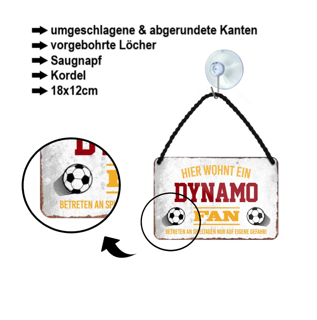 Blechschild ''Dynamo Fan'' 18x12cm