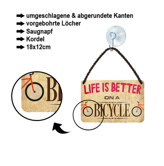 Tin sign ''Life is better Bicycle'' 18x12cm