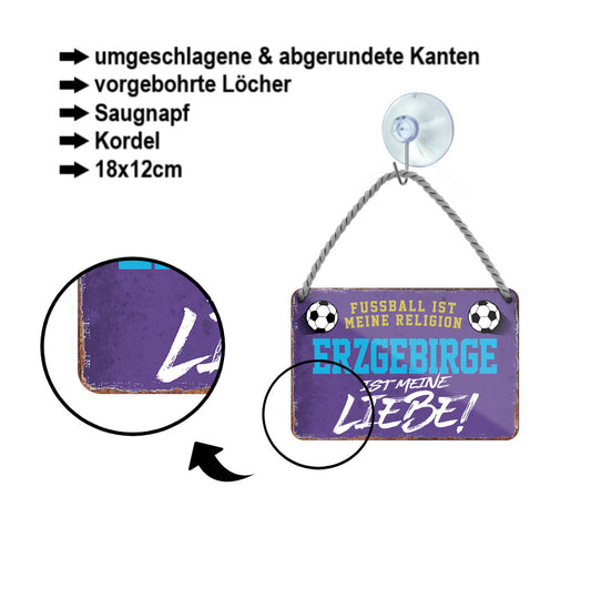 Blechschild ''Erzgebirge ist meine Liebe!'' 18x12cm