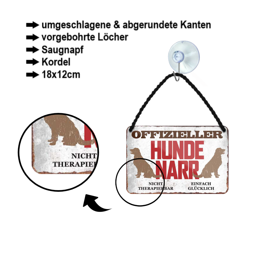 Blechschild ''Offizieller Hundenarr'' 18x12cm