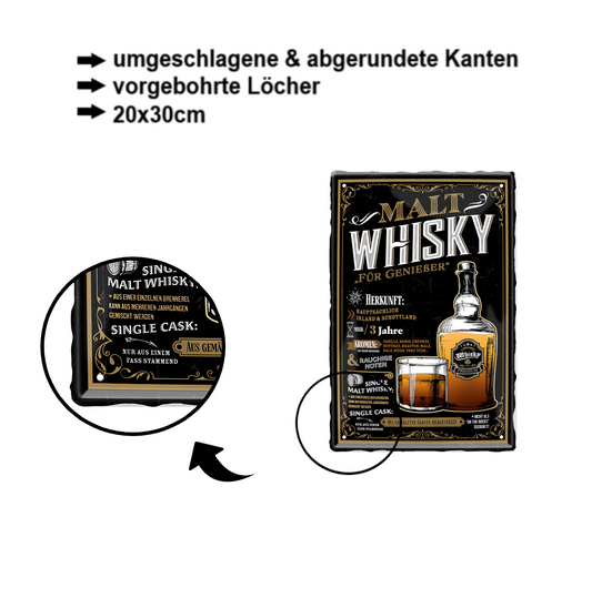 Blechschild ''Malt Whiskey'' 20x30cm