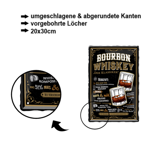 Blechschild ''Bourbon Whiskey'' 20x30cm