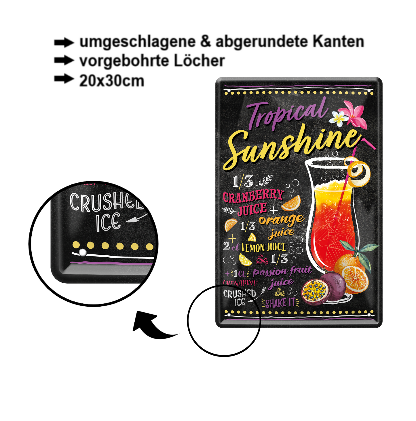 Blechschild ''Tropical Sunshine'' 20x30cm