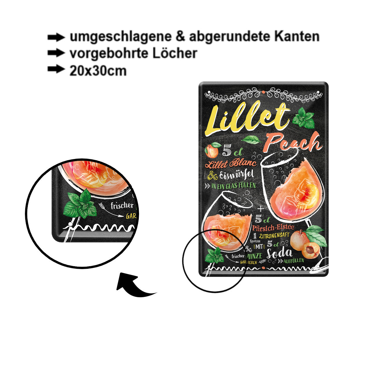 Blechschild ''Peach'' 20x30cm