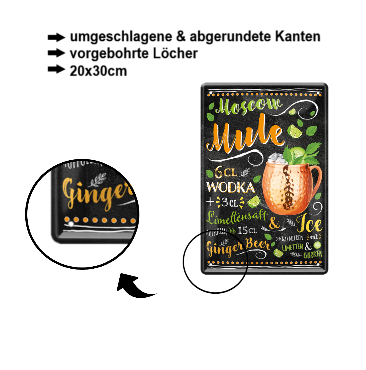 Blechschild ''Moscow Mule'' 20x30cm