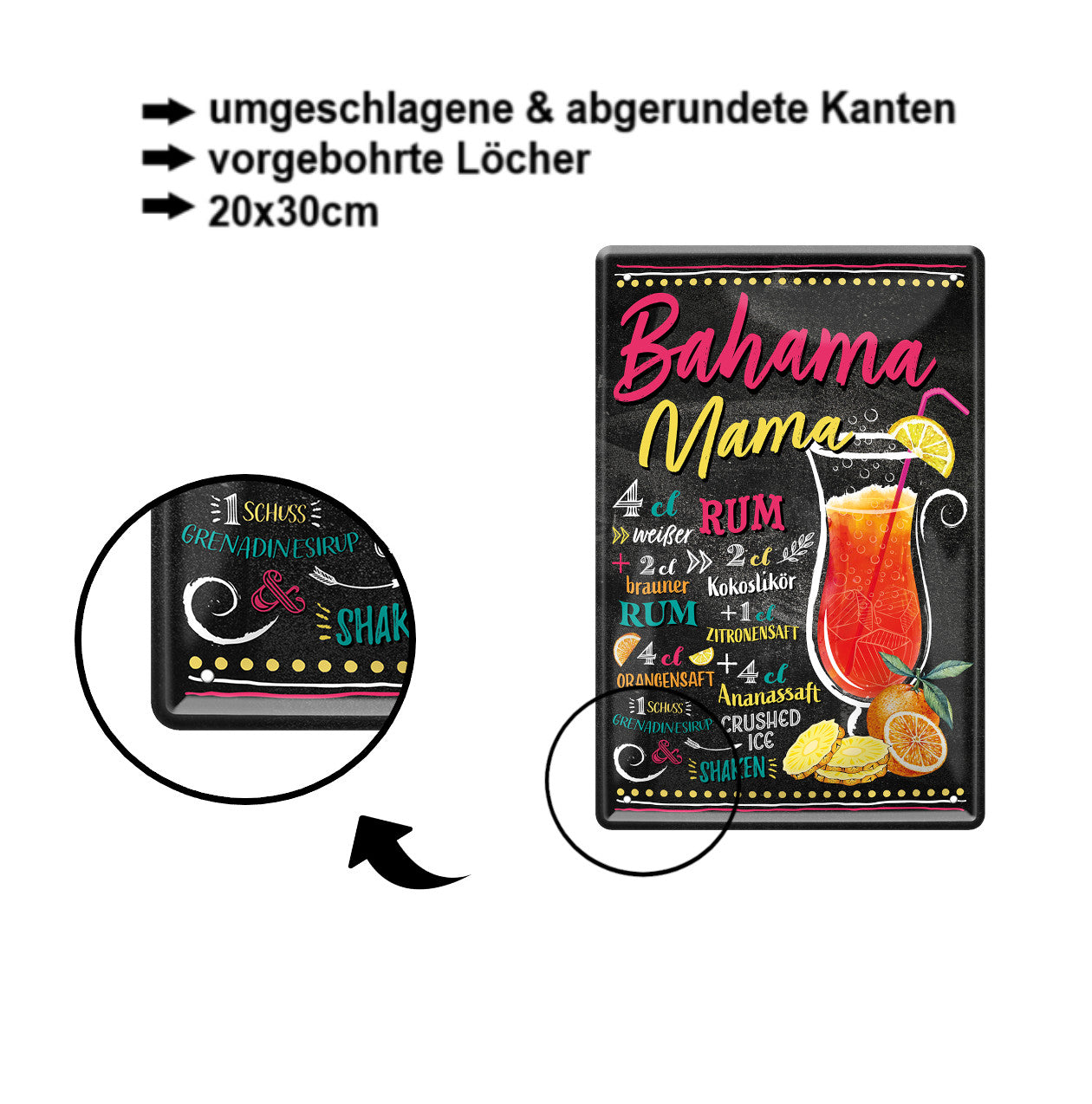 Tin sign "Bahama Mama" 20x30cm