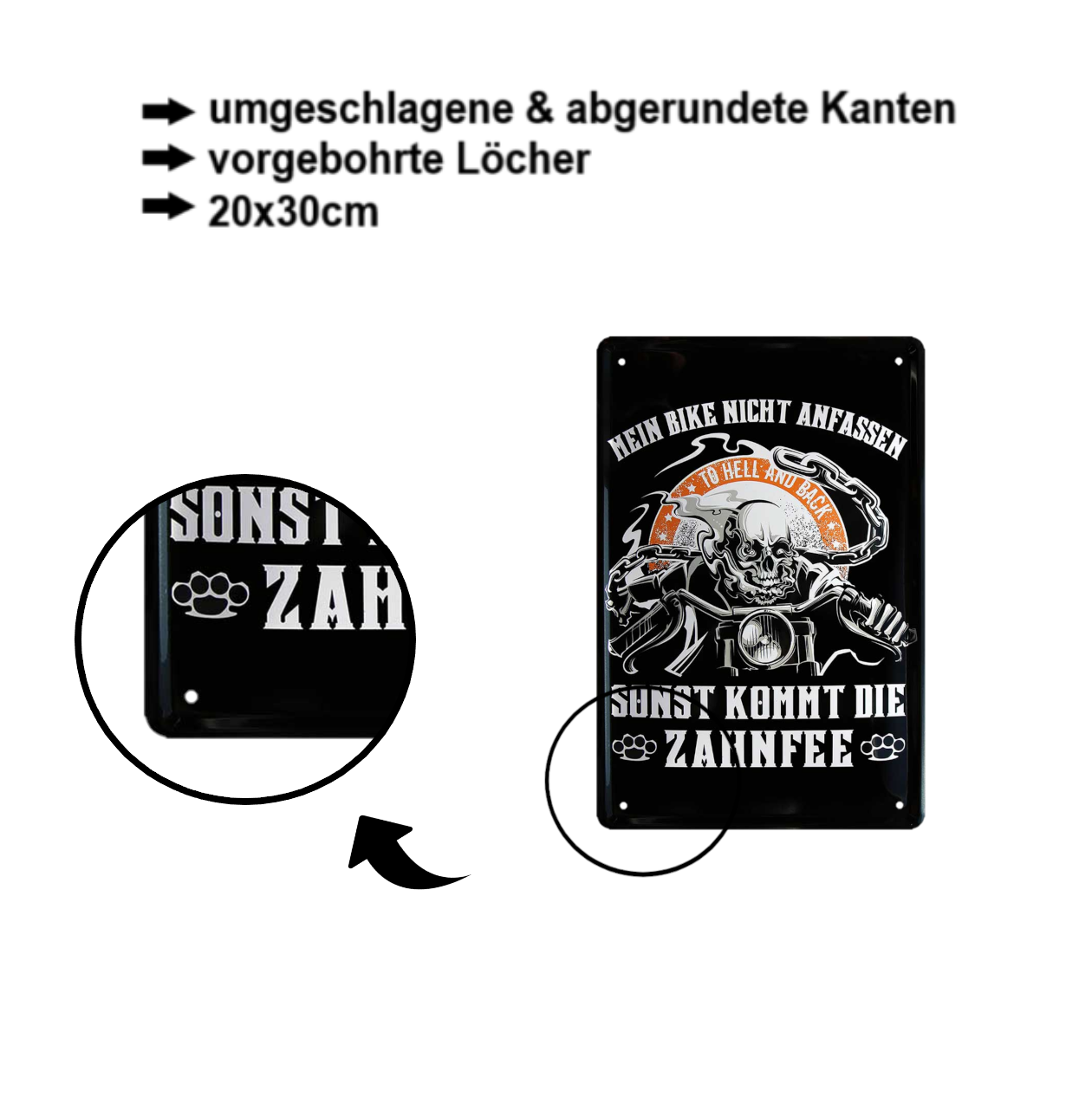 Blechschild ''Bike nicht anfassen Zahnfee'' 20x30cm