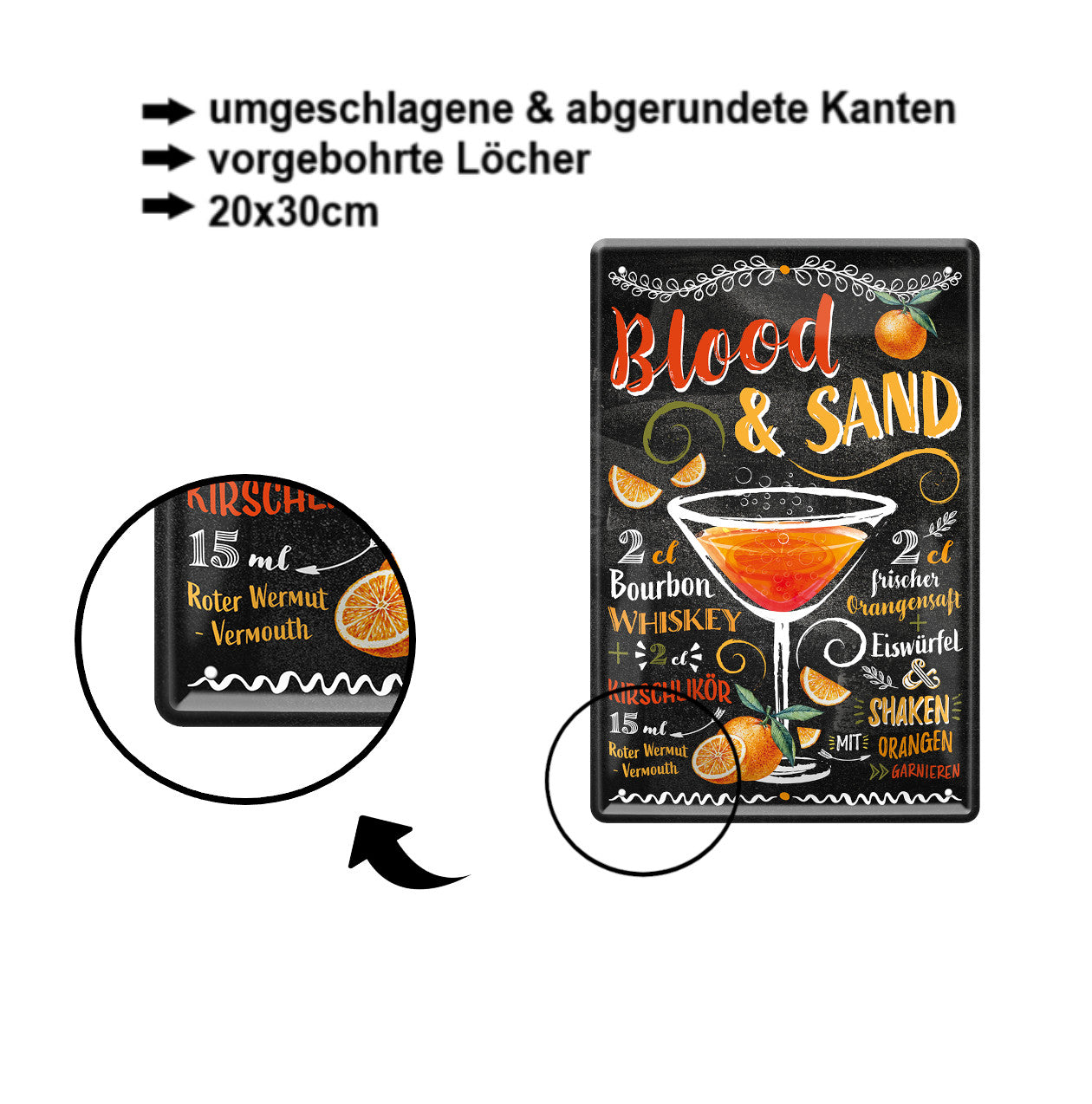 Blechschild ''Blood & Sand'' 20x30cm