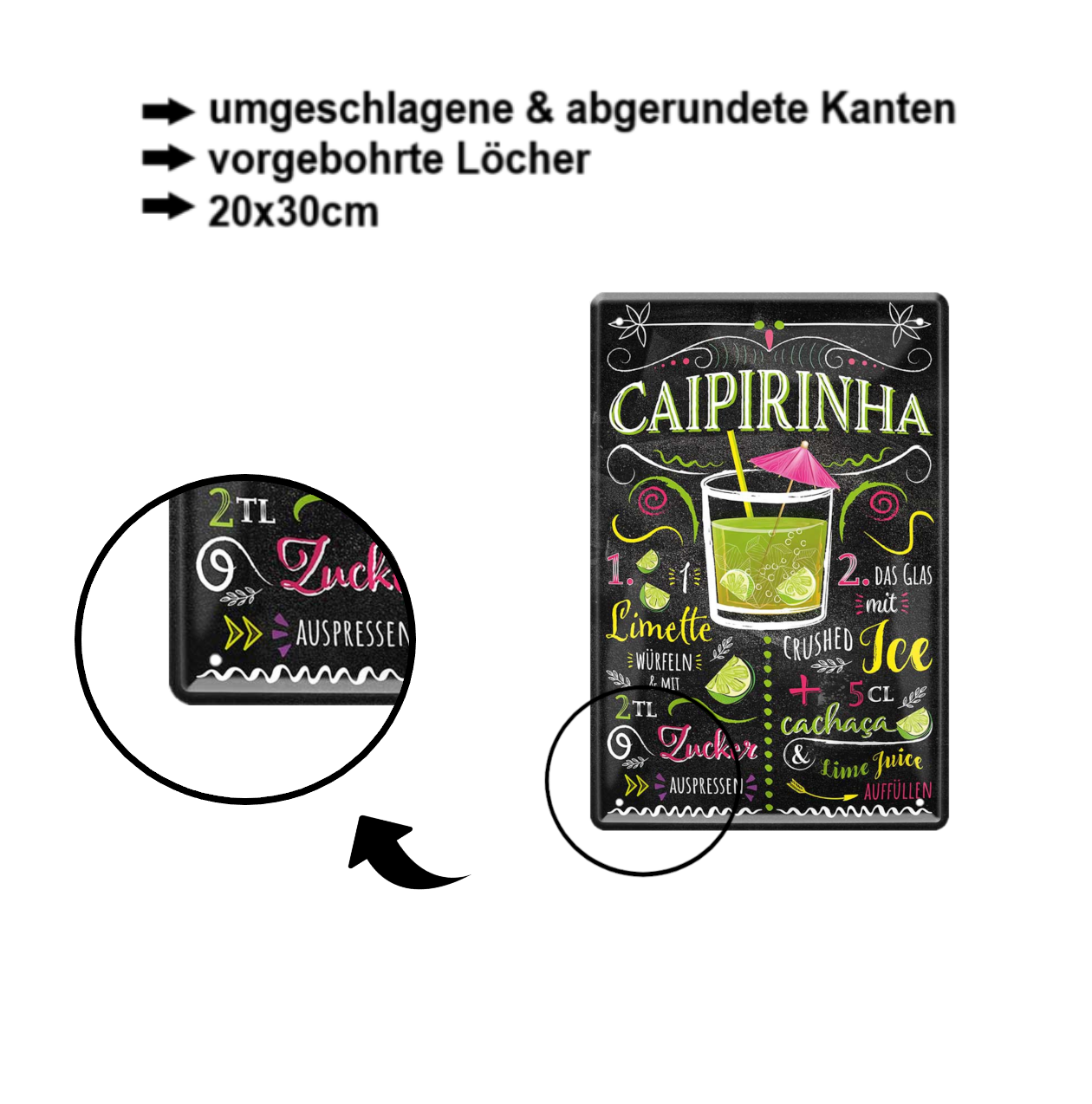 Blechschild ''Caipirinha'' 20x30cm