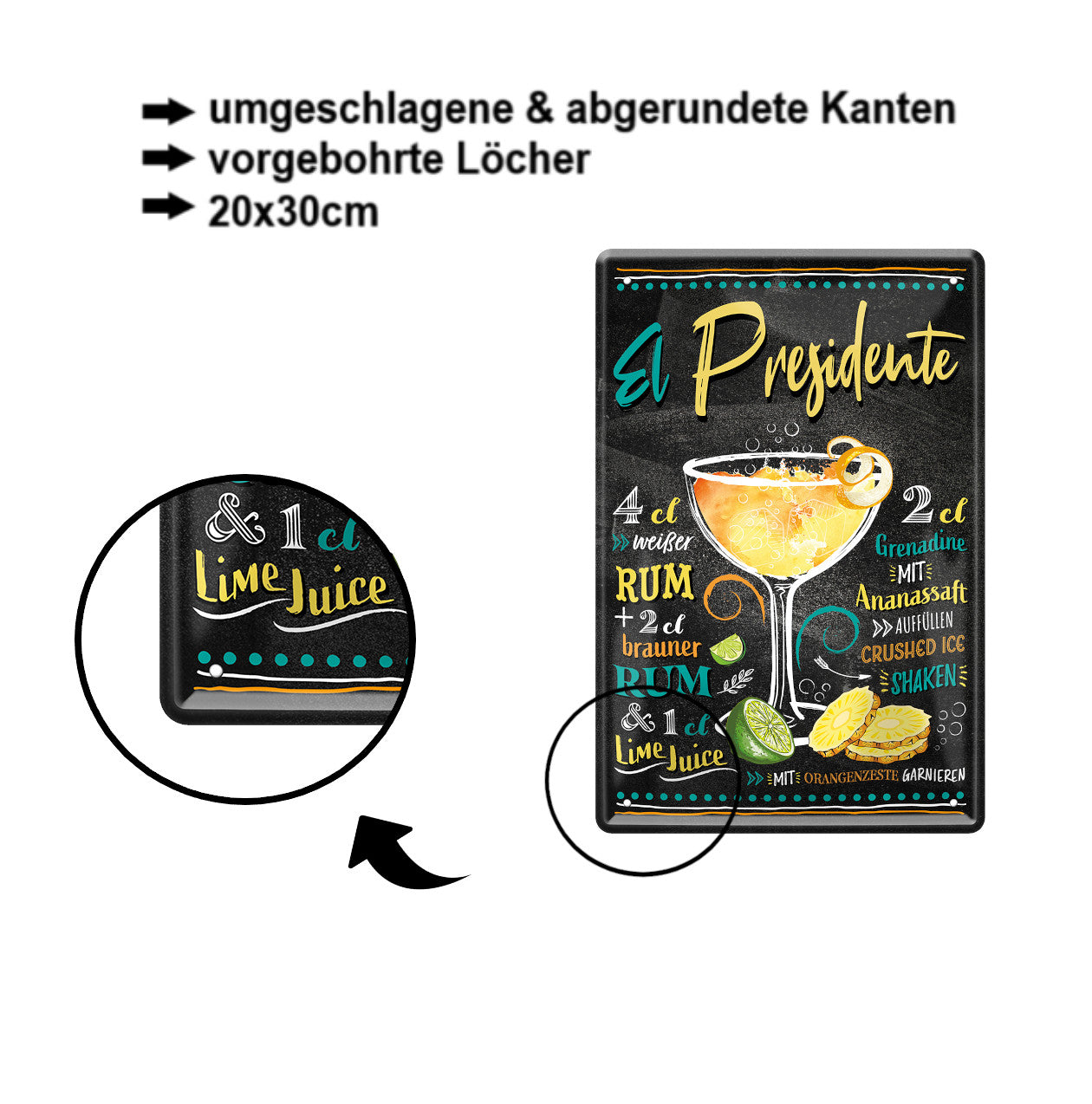 Blechschild ''El Presidente'' 20x30cm