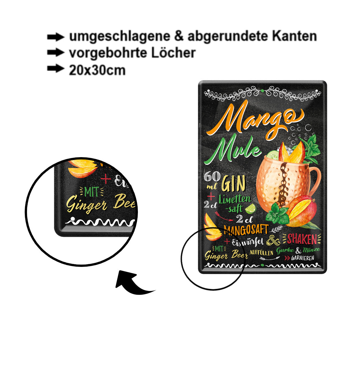 Blechschild ''Mango Mule'' 20x30cm