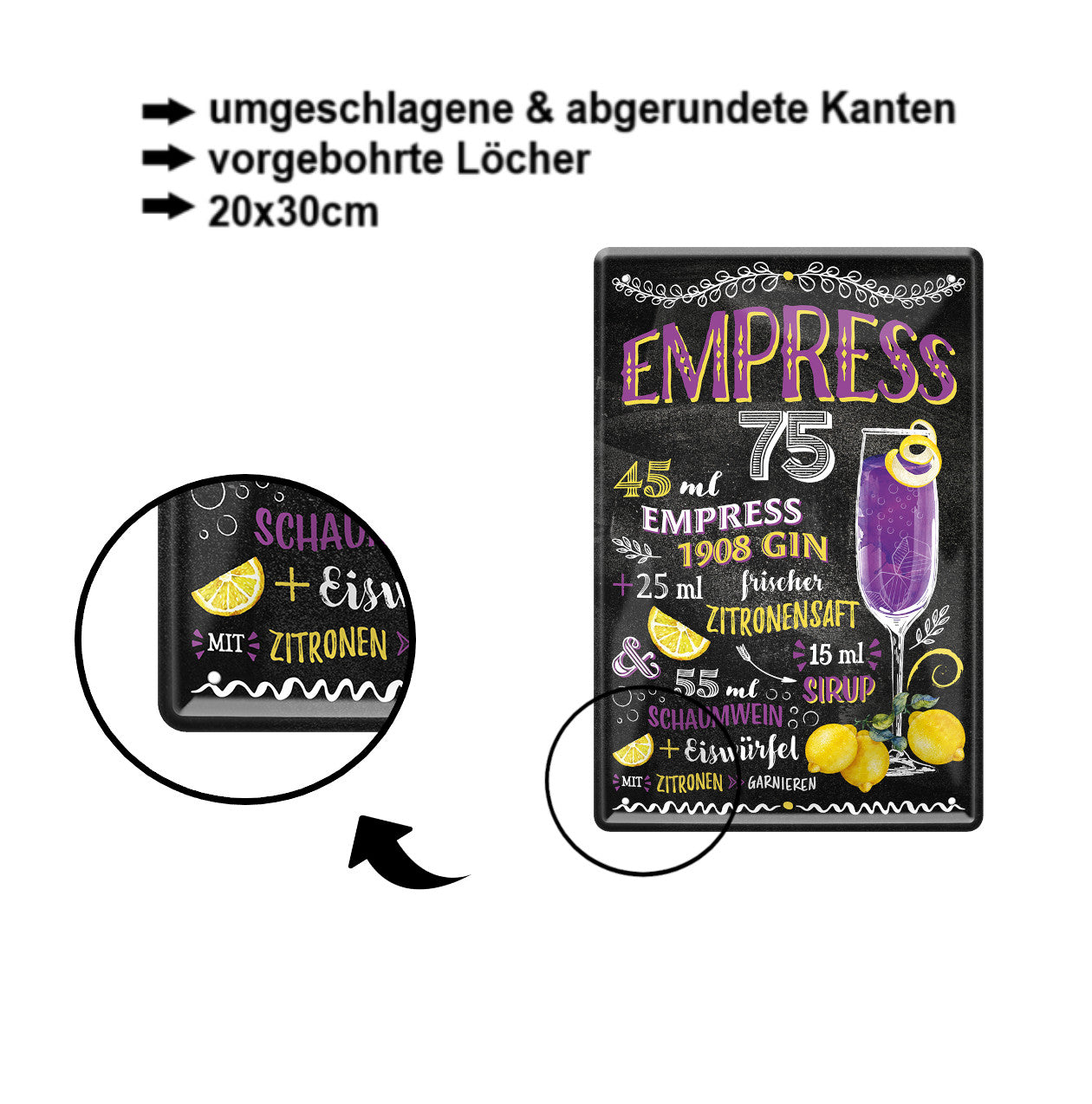 Blechschild ''Empress 75'' 20x30cm