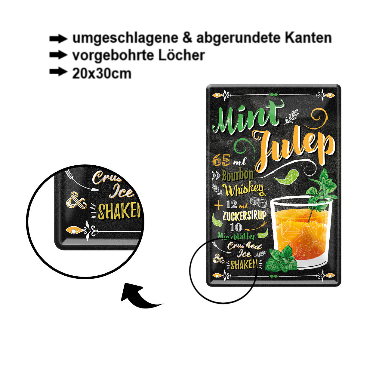 Blechschild ''Mint Julep'' 20x30cm