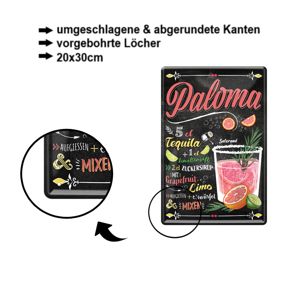 Blechschild ''Paloma'' 20x30cm