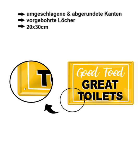 Blechschild ''Good Food Great Toilets'' 20x30cm