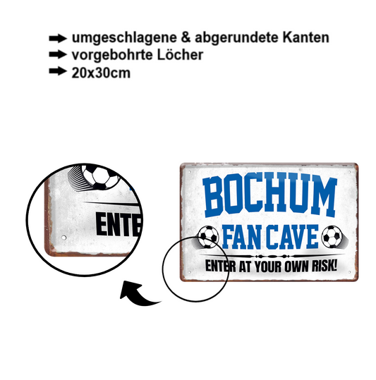 Blechschild ''Bochum Fan Cave'' 20x30cm