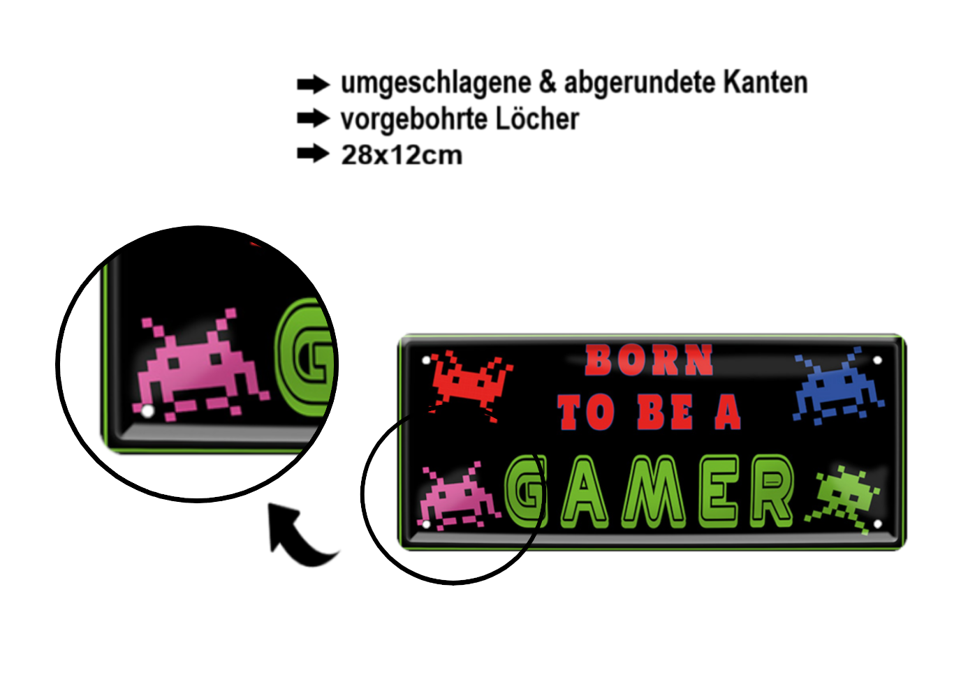 Tin sign ''Born to be a Gamer (big)'' 28x12cm