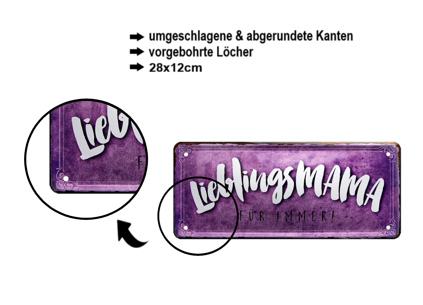 Blechschild ''Lieblingsmama'' 28x12cm