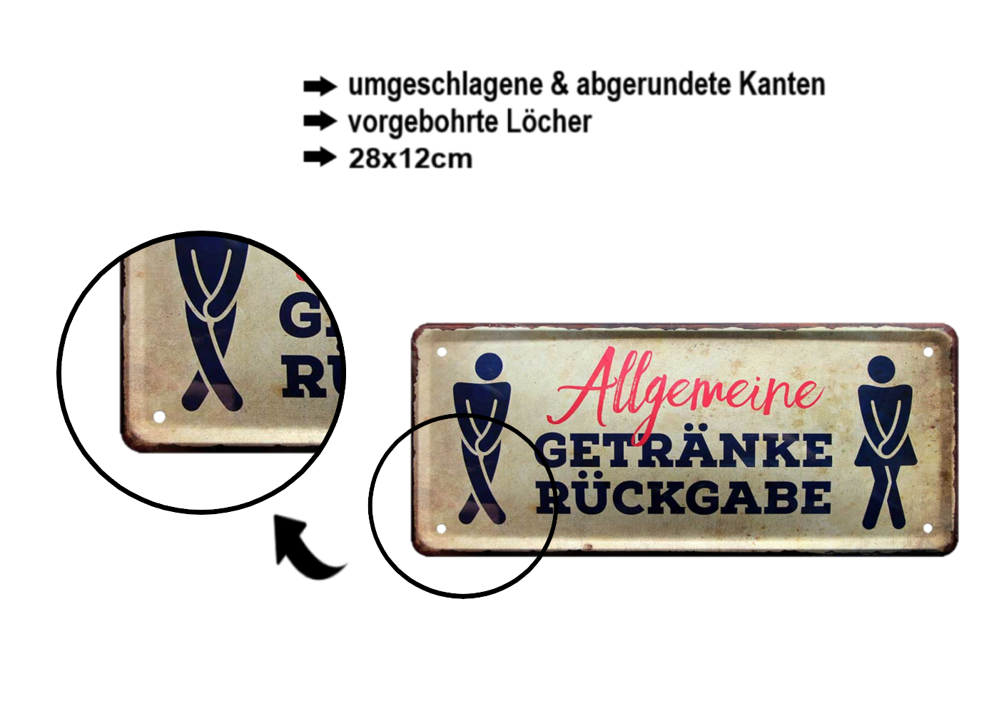 Blechschild ''Allgemeine Getränkerückgabe'' 28x12cm