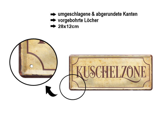 Blechschild ''Kuschelzone'' 28x12cm