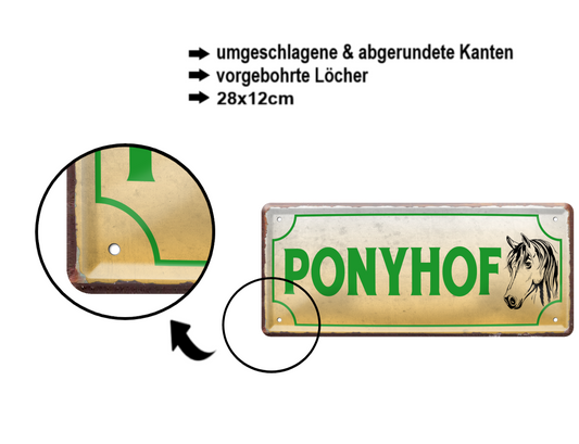 Blechschild ''Ponyhof'' 28x12cm