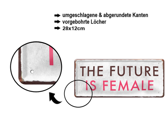 Blechschild ''The future is female'' 28x12cm