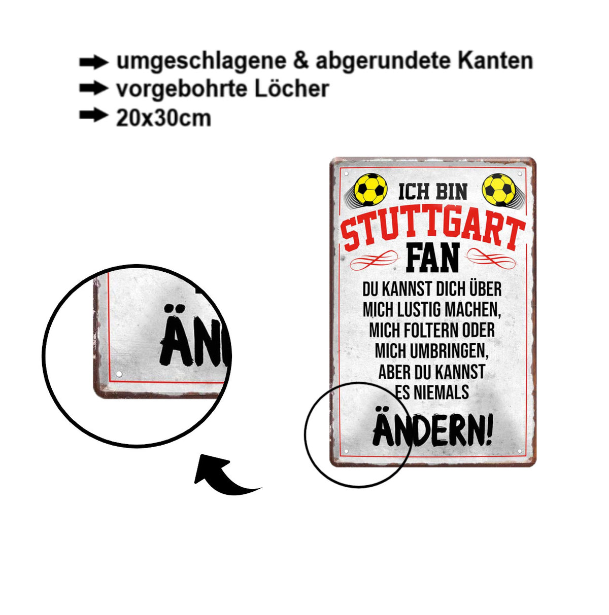 Blechschild ''Stuttgart Fan ´20'' 20x30cm