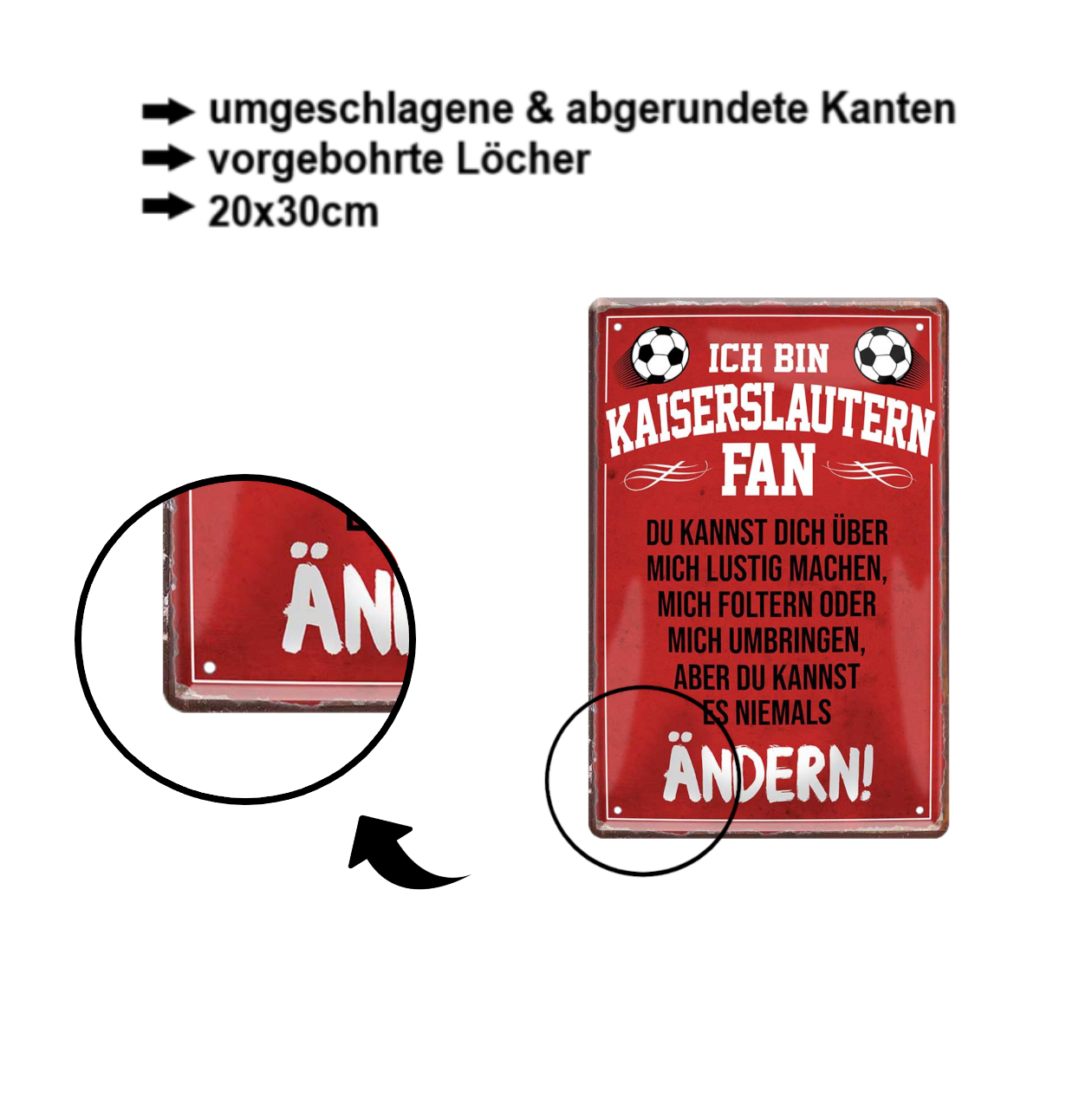 Blechschild ''Kaiserslautern Fan ´20'' 20x30cm