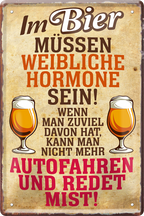 4252024249798		 ''Im Bier weibliche Hormone redet mist'' Schilderstore24 Blechschilder sind perfekt als Geschenk zu Weihnachten, Geburtstage, Feiern, Partys, Grillabende, Namenstag, Feiertag, Mädelsabend, Hochzeit. Jederzeit stilvoll im Wohnzimmer, Partykeller, Garage, Praxis, Büro, Café, Hauseingang Alkohol Kasten Bier Saufen Getränk Bier Alkohol schaumkrone promille hopfen