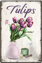 4252024250008		 ''Tulips'' Schilderstore24 Blechschilder sind perfekt als Geschenk zu Weihnachten, Geburtstage, Feiern, Partys, Grillabende, Namenstag, Feiertag, Mädelsabend, Hochzeit. Jederzeit stilvoll im Wohnzimmer, Partykeller, Garage, Praxis, Büro, Café, Hauseingang Garten Haushalt Heim Zuhause Gartenarbeit Hausarbeit Zuhause Blumen