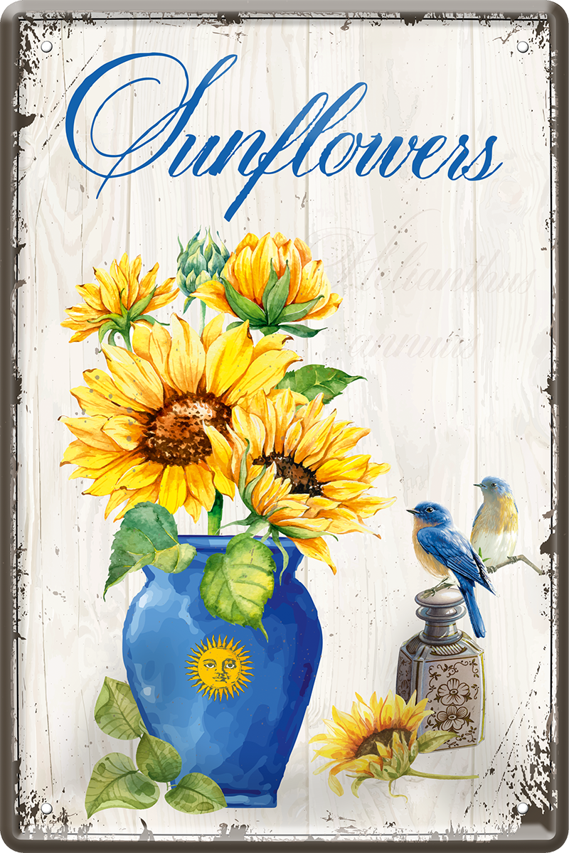 4252024249996		 ''Sunflowers'' Schilderstore24 Blechschilder sind perfekt als Geschenk zu Weihnachten, Geburtstage, Feiern, Partys, Grillabende, Namenstag, Feiertag, Mädelsabend, Hochzeit. Jederzeit stilvoll im Wohnzimmer, Partykeller, Garage, Praxis, Büro, Café, Hauseingang Garten Haushalt Heim Zuhause Gartenarbeit Hausarbeit Zuhause Blumen