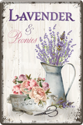 4252024249972		 ''Lavender & Peonies'' Schilderstore24 Blechschilder sind perfekt als Geschenk zu Weihnachten, Geburtstage, Feiern, Partys, Grillabende, Namenstag, Feiertag, Mädelsabend, Hochzeit. Jederzeit stilvoll im Wohnzimmer, Partykeller, Garage, Praxis, Büro, Café, Hauseingang Garten Haushalt Heim Zuhause Gartenarbeit Hausarbeit Zuhause Blumen