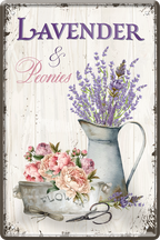 4252024249972		 ''Lavender & Peonies'' Schilderstore24 Blechschilder sind perfekt als Geschenk zu Weihnachten, Geburtstage, Feiern, Partys, Grillabende, Namenstag, Feiertag, Mädelsabend, Hochzeit. Jederzeit stilvoll im Wohnzimmer, Partykeller, Garage, Praxis, Büro, Café, Hauseingang Garten Haushalt Heim Zuhause Gartenarbeit Hausarbeit Zuhause Blumen