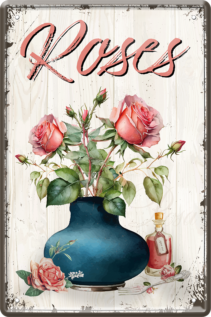 4252024249989		 ''Roses'' Schilderstore24 Blechschilder sind perfekt als Geschenk zu Weihnachten, Geburtstage, Feiern, Partys, Grillabende, Namenstag, Feiertag, Mädelsabend, Hochzeit. Jederzeit stilvoll im Wohnzimmer, Partykeller, Garage, Praxis, Büro, Café, Hauseingang Garten Haushalt Heim Zuhause Gartenarbeit Hausarbeit Zuhause Blumen