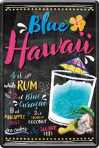 4252024249828		 ''Blue Hawaii'' Schilderstore24 Blechschilder sind perfekt als Geschenk zu Weihnachten, Geburtstage, Feiern, Partys, Grillabende, Namenstag, Feiertag, Mädelsabend, Hochzeit. Jederzeit stilvoll im Wohnzimmer, Partykeller, Garage, Praxis, Büro, Café, Hauseingang Alkohol Cocktail Likör Sekt Getränk Alkohol promille schnaps saufen cocktails