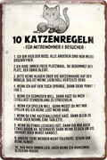 4252024256376		 ''10 Katzenregeln für Mitbewohner''
Schilderstore24 Blechschilder sind perfekt als Geschenk zu Weihnachten, Geburtstage, Feiern, Partys, Grillabende, Namenstag, Feiertag, Mädelsabend, Hochzeit Wohnzimmer, Partykeller, Garage, welpe, dogge, kater, kätzchen Haustier Tier Freund knuddelig Zuhause Katze Hund Hamster Meerschwein haustiere