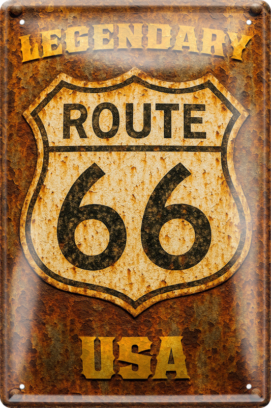 4252024256451		 ''Legendary Route 66 USA''
Schilderstore24 Blechschilder sind perfekt als Geschenk zu Weihnachten, Geburtstage, Feiern, Partys, Grillabende, Namenstag, Feiertag, Mädelsabend, Hochzeit. Jederzeit stilvoll im Wohnzimmer, Partykeller, Garage, Praxis, Büro, route, highway Mechaniker Auto Motorrad Werkstatt auto lkw brummi tüfteln schrauber
